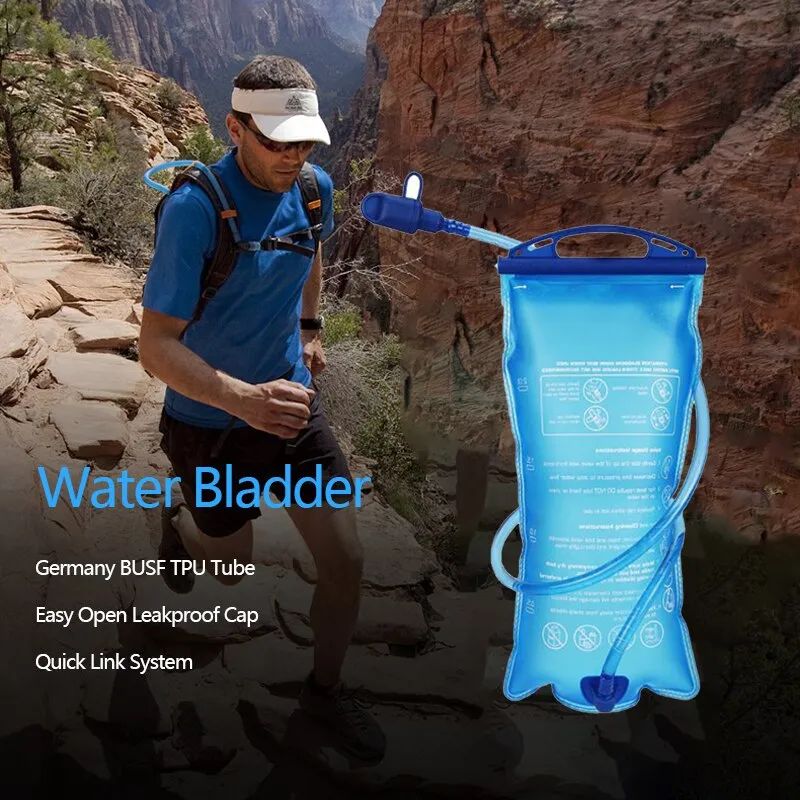 2L Portable TPU Hydration Bladder Backpack for Camping, Hiking, Climbing, Cycling - Foldable Water Bag, TPU, PP, PEVA