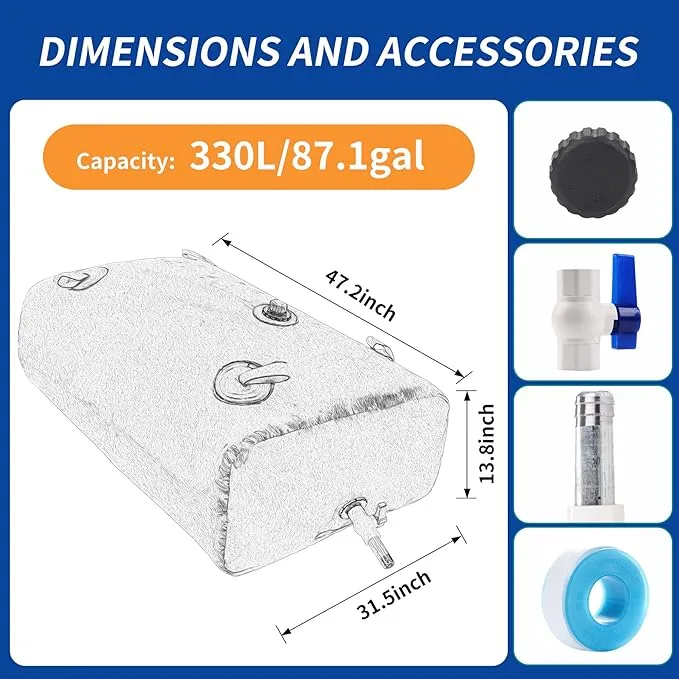 330 L/87.1 gal Water Bladder Storage Containers, Foldable Portable Water Tank Large Capacity Soft Water Bag, Drought Resistance, Fire Prevention, Emergency Water