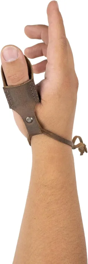 Archery Thumb Finger Protector, Recurve Bow, Shooting Targeting for Men and Women, Training, Full Grain Leather, Handmade Cosplay Accessories, Bourbon Brown