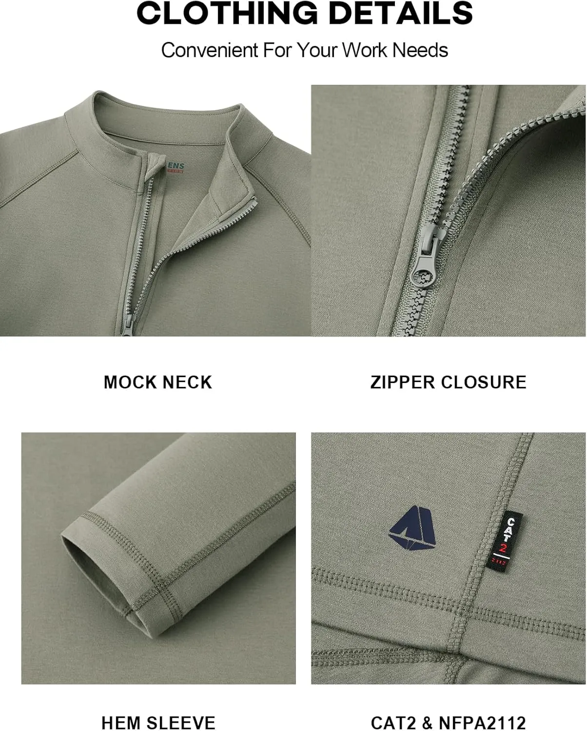 FR Shirts for Men Flame Resistant Shirt CAT2 Quarter Zip Up Pullover 1/4 Zip 5.5oz Light Weight