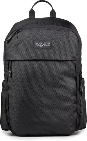 JanSport Venture Daypack  Travel Pack With Large Main Compartment, Padded Laptop Sleeve, Dual Water Bottle Pockets, and Attachment Buckles, Black
