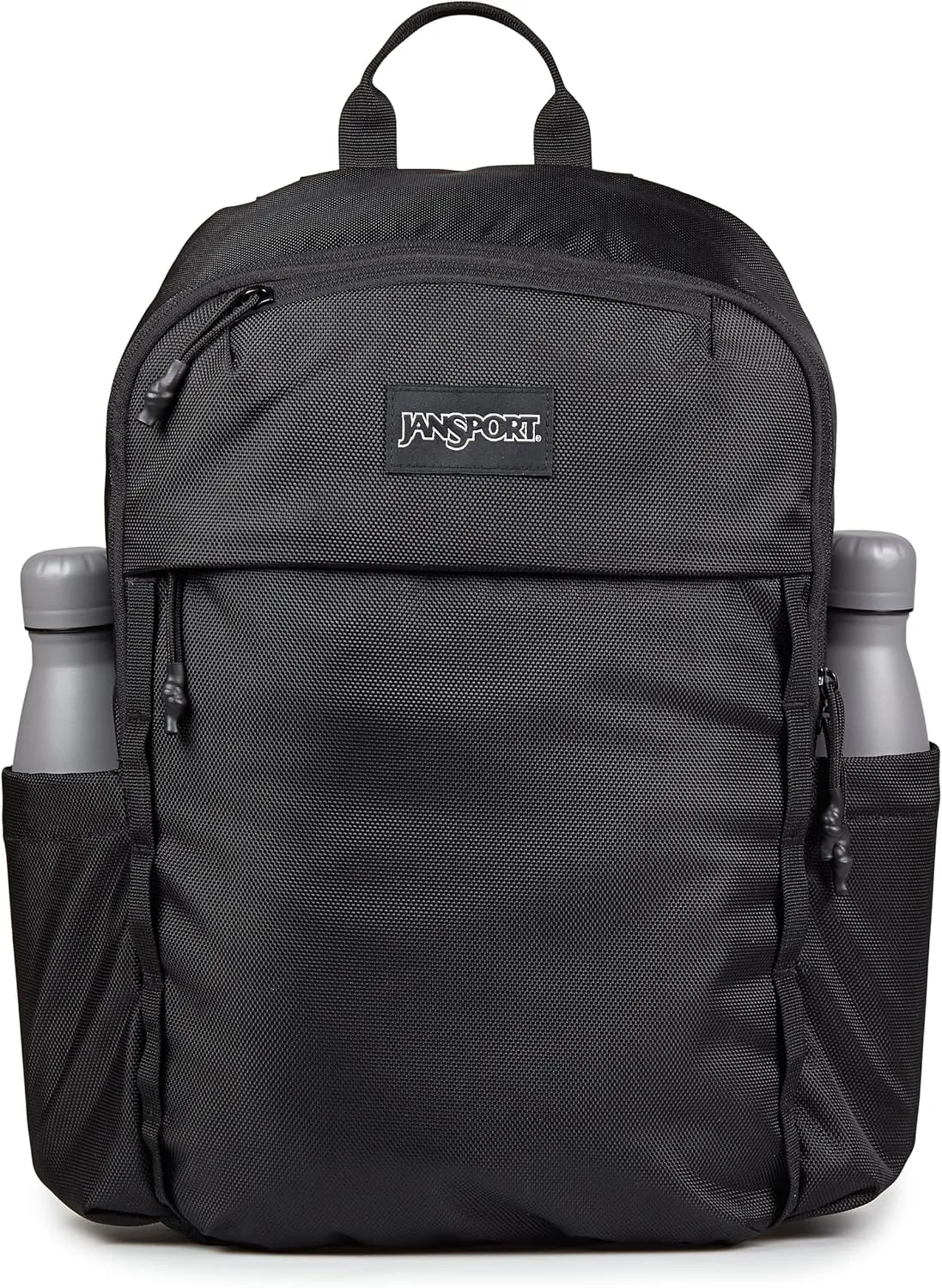 JanSport Venture Daypack  Travel Pack With Large Main Compartment, Padded Laptop Sleeve, Dual Water Bottle Pockets, and Attachment Buckles, Black