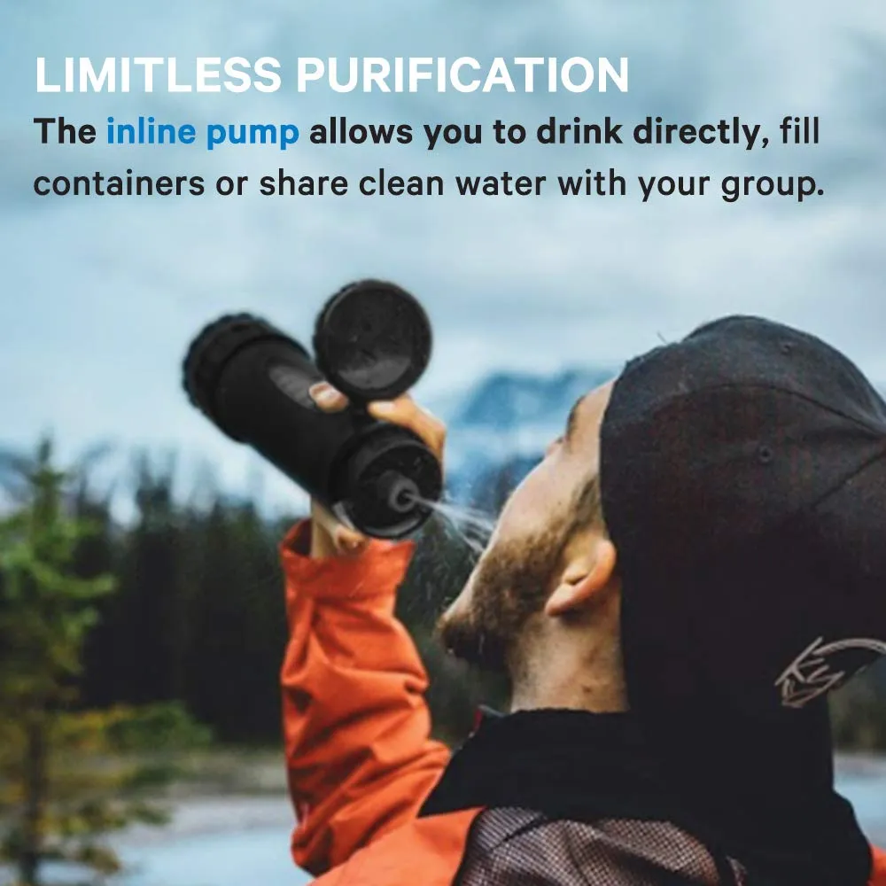 LIFESAVER Water Filtration Filter Bottle Purifier kit for Camping Emergency prep Backpacking Hiking Outdoor System Travel Virus Bacteria & Cyst Removal ICON Systems Advanced Pack Black (Black)