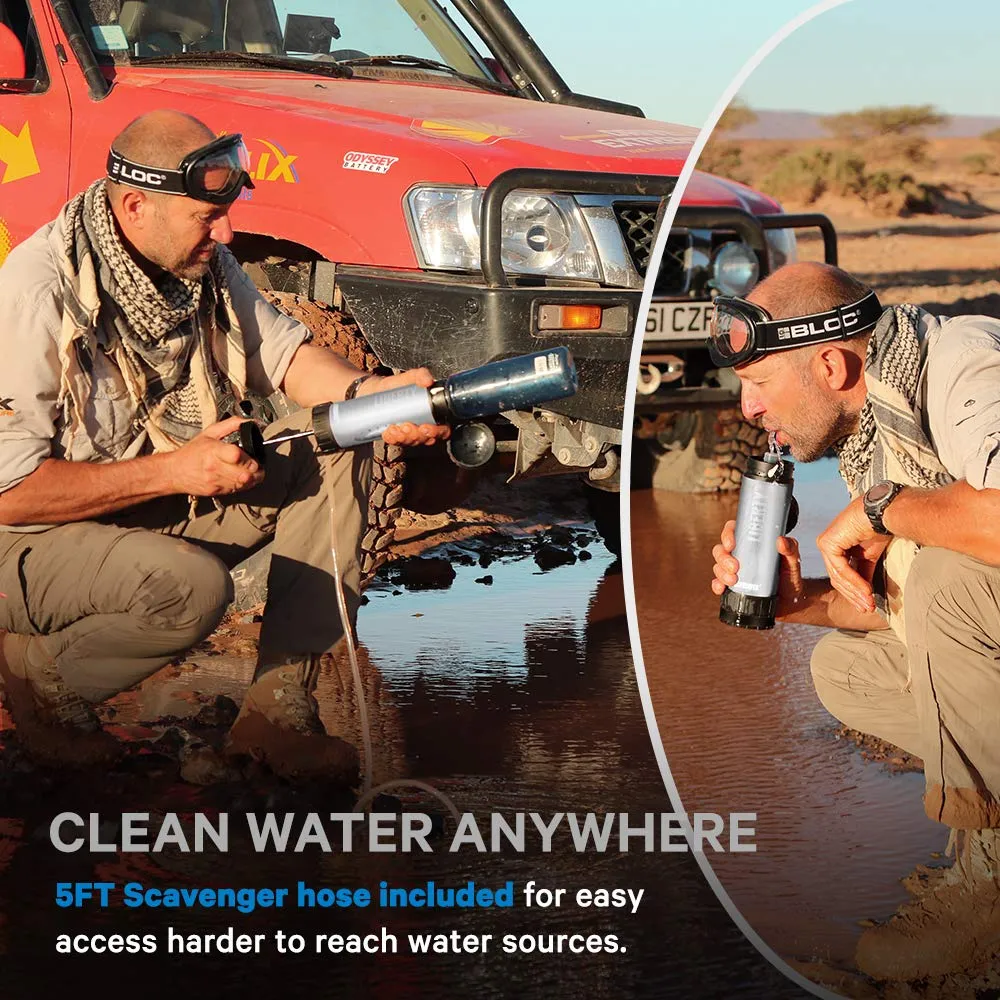 LIFESAVER Water Filtration Filter Bottle Purifier kit for Camping Emergency prep Backpacking Hiking Outdoor System Travel Virus Bacteria & Cyst Removal ICON Systems Advanced Pack Black (Silver)