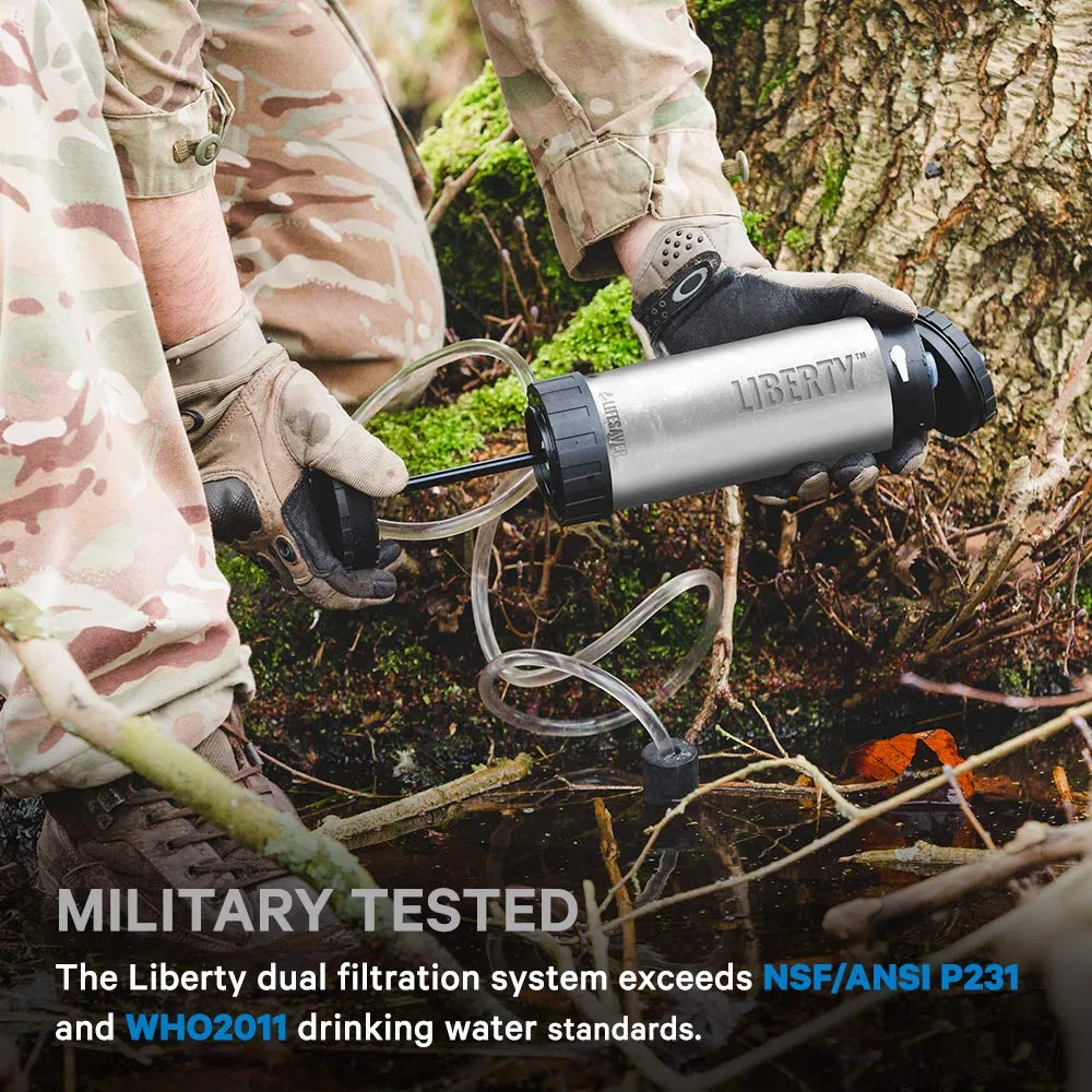 LIFESAVER Water Filtration Filter Bottle Purifier kit for Camping Emergency prep Backpacking Hiking Outdoor System Travel Virus Bacteria & Cyst Removal ICON Systems Advanced Pack Black (Silver)