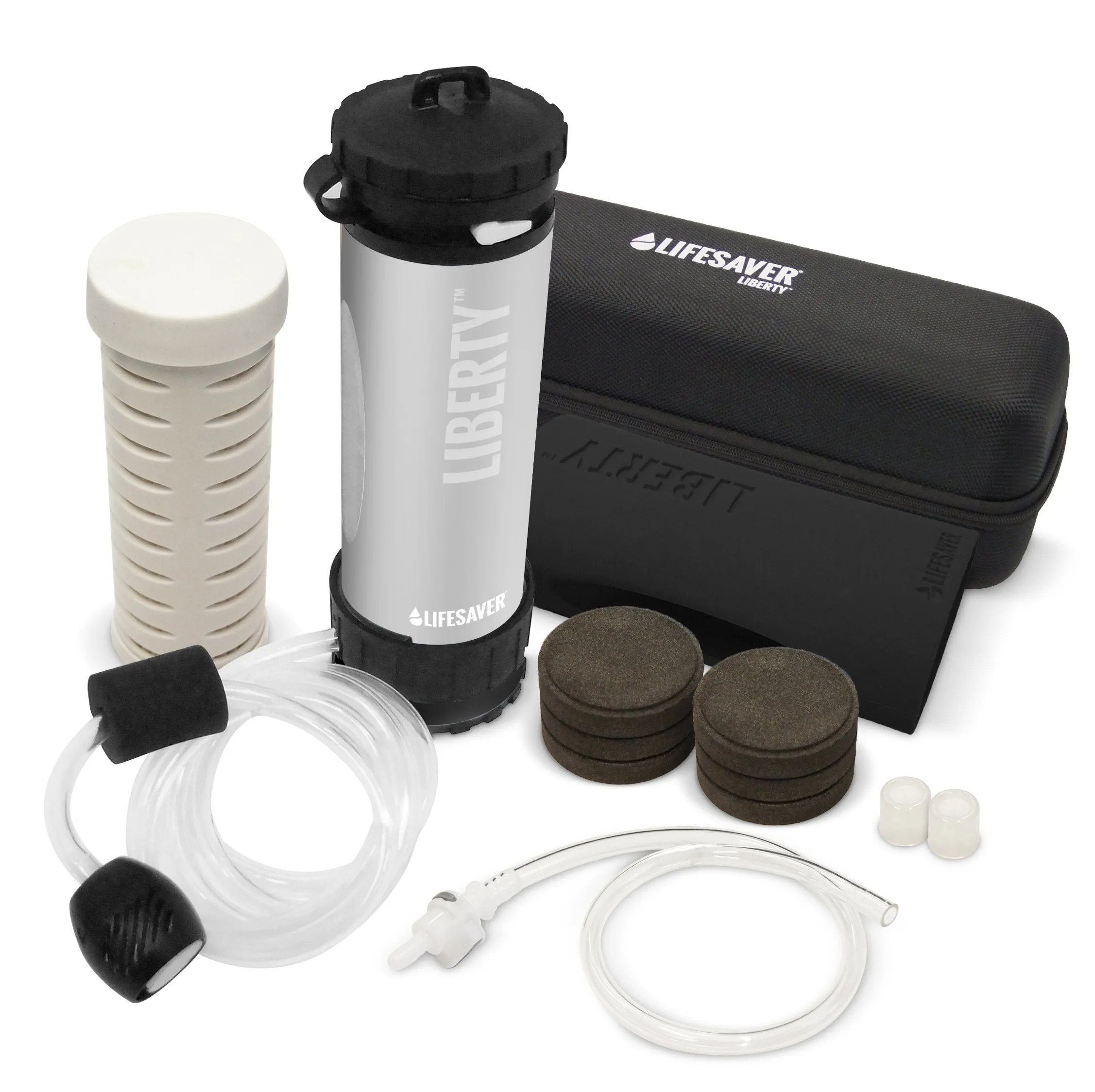 LIFESAVER Water Filtration Filter Bottle Purifier kit for Camping Emergency prep Backpacking Hiking Outdoor System Travel Virus Bacteria & Cyst Removal ICON Systems Advanced Pack Black (Silver)