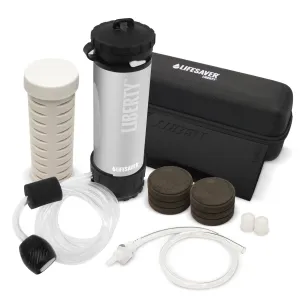 LIFESAVER Water Filtration Filter Bottle Purifier kit for Camping Emergency prep Backpacking Hiking Outdoor System Travel Virus Bacteria & Cyst Removal ICON Systems Advanced Pack Black (Silver)