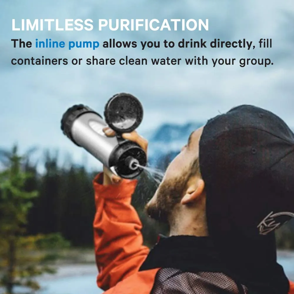 LIFESAVER Water Filtration Filter Bottle Purifier kit for Camping Emergency prep Backpacking Hiking Outdoor System Travel Virus Bacteria & Cyst Removal ICON Systems Advanced Pack Black (Silver)