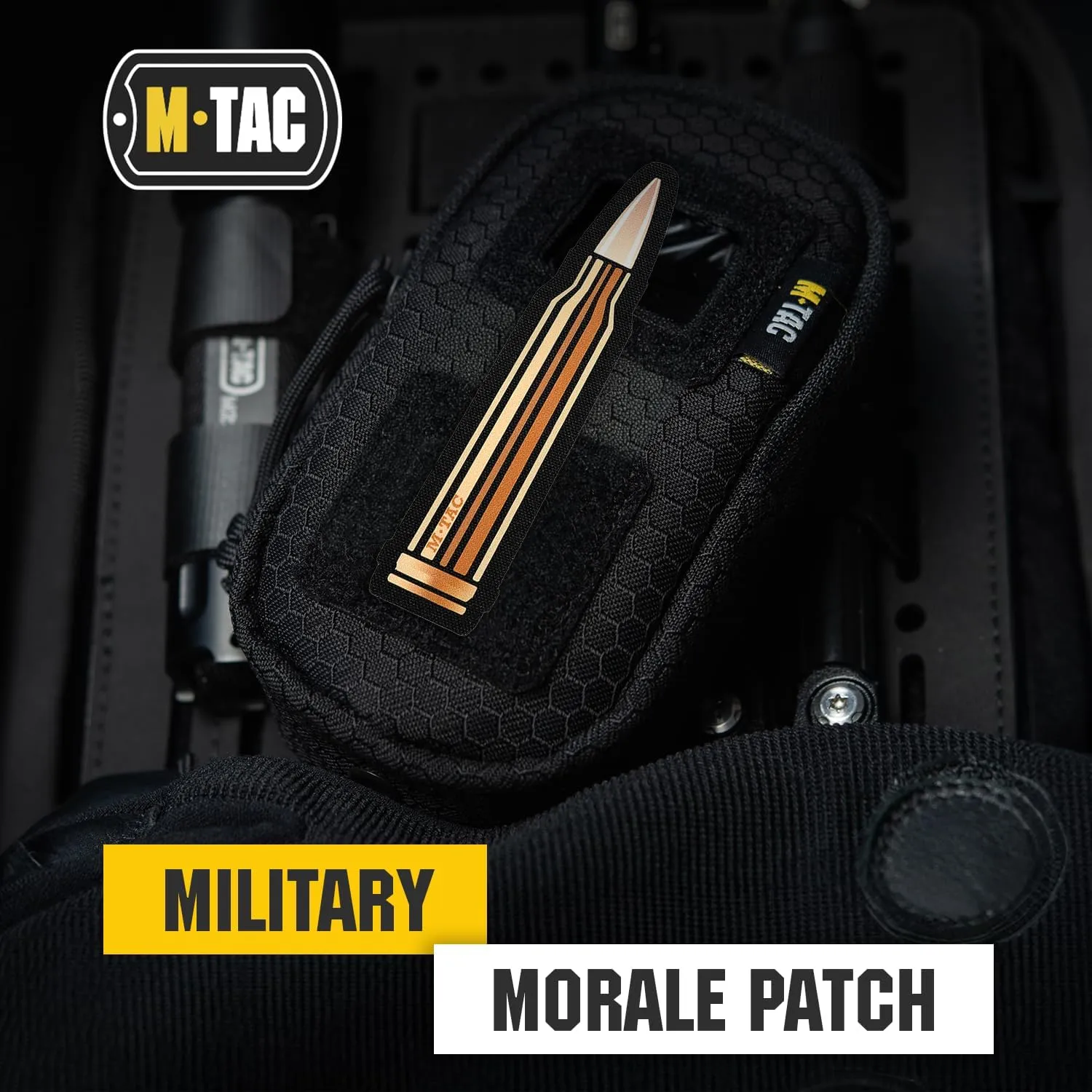 M-Tac Bullet 223 Tactical Morale Patch - Hook Fasteners Printed Army Combat Patches for Vest, Backpacks, Hats (Orange 223)