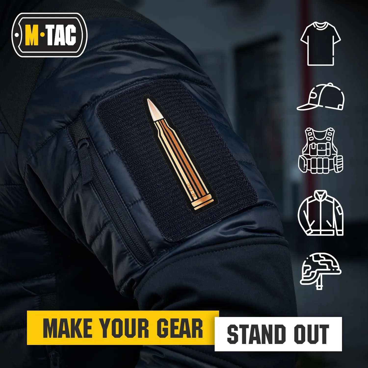 M-Tac Bullet 223 Tactical Morale Patch - Hook Fasteners Printed Army Combat Patches for Vest, Backpacks, Hats (Orange 223)