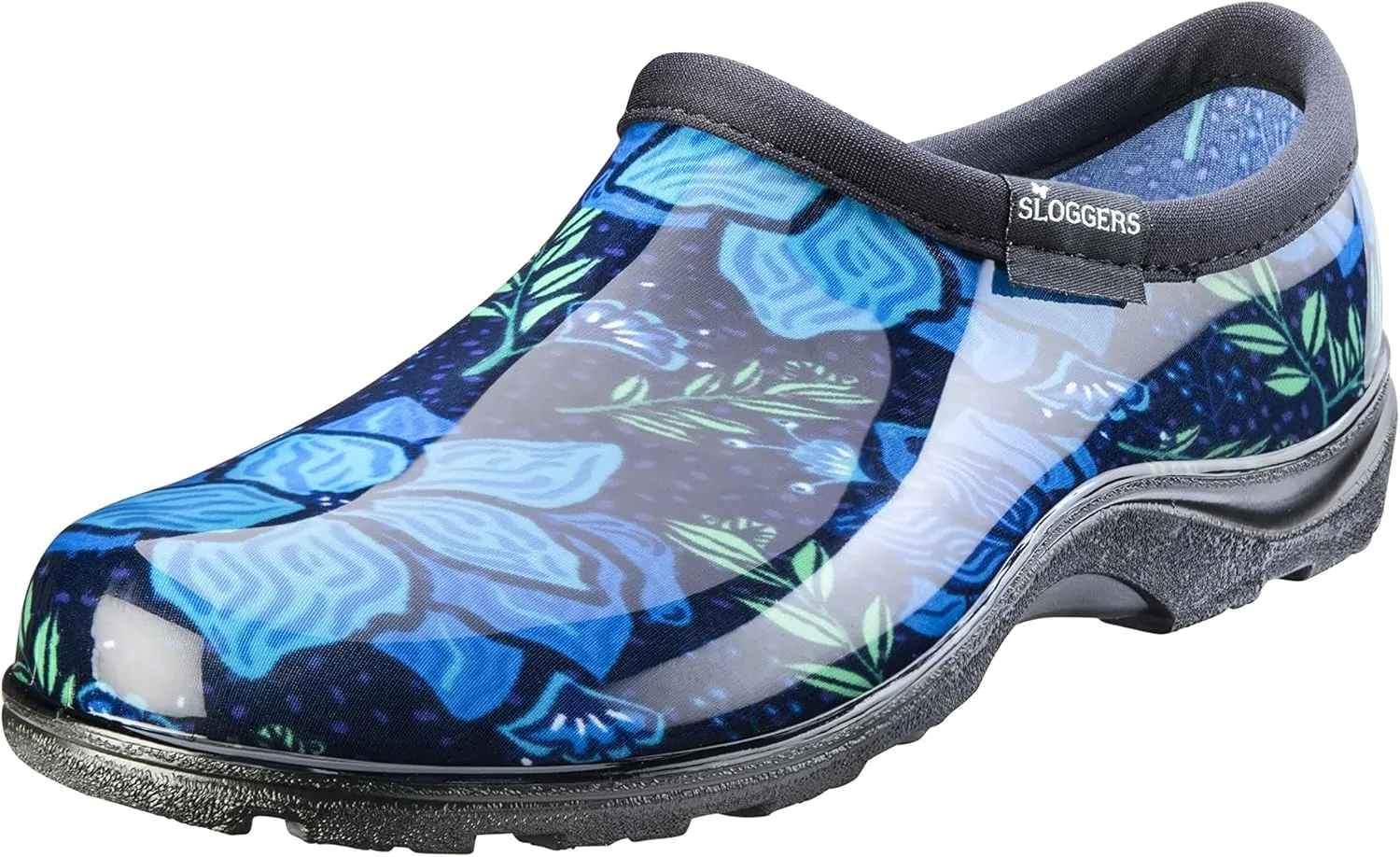 Sloggers Original Waterproof Rain and Garden Shoe for Women Outdoor Slip-On Garden Clog - Made in The USA with Premium Comfort Insole and Arch Support - Blue Spring Surprise Print, Size 8