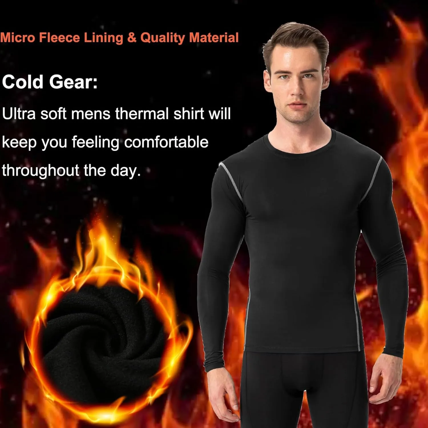 SPVISE Men's Thermal Compression Shirts Long Sleeve Fleece Lined Underwear Tops Cold Weather Running Gear Base Layer Winter