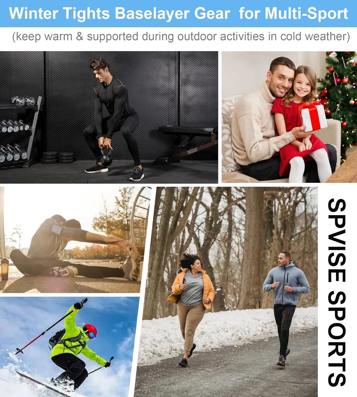 SPVISE Men's Thermal Compression Shirts Long Sleeve Fleece Lined Underwear Tops Cold Weather Running Gear Base Layer Winter