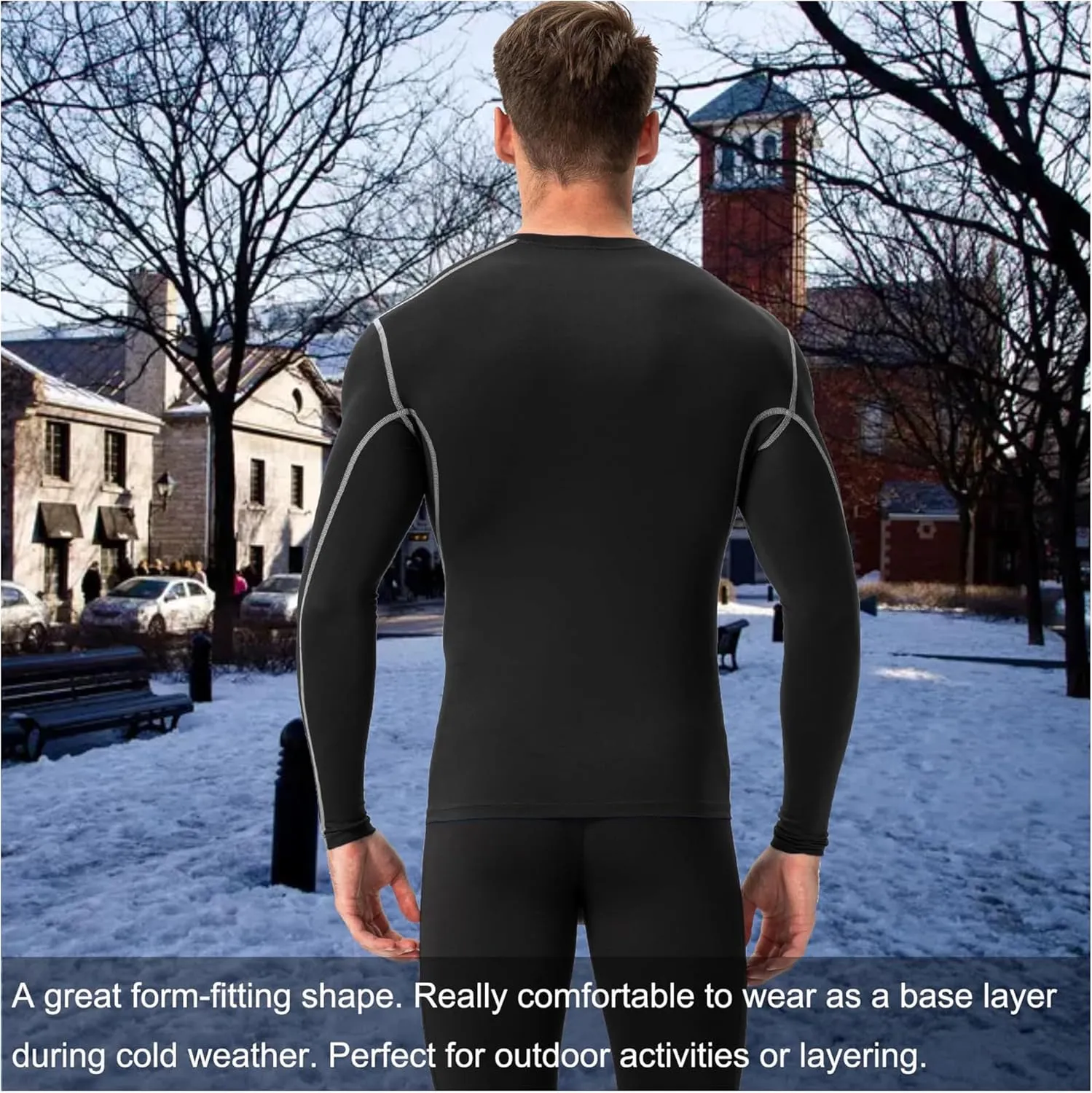 SPVISE Men's Thermal Compression Shirts Long Sleeve Fleece Lined Underwear Tops Cold Weather Running Gear Base Layer Winter