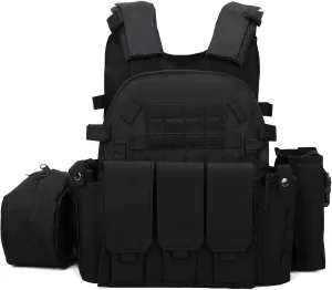 Tactical Vest for Men, Airsoft Vest 600D Oxford One Size Cosplay Military Training Paintball Vest Gear
