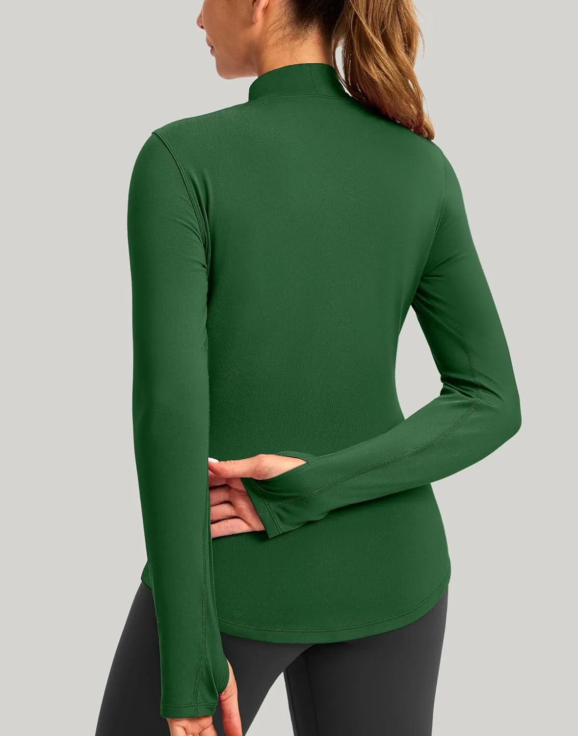 Thermal Shirts for Women Long Sleeve Mock Neck Fleece Tops Running Workout Cold Weather Gear with Zip Pocket